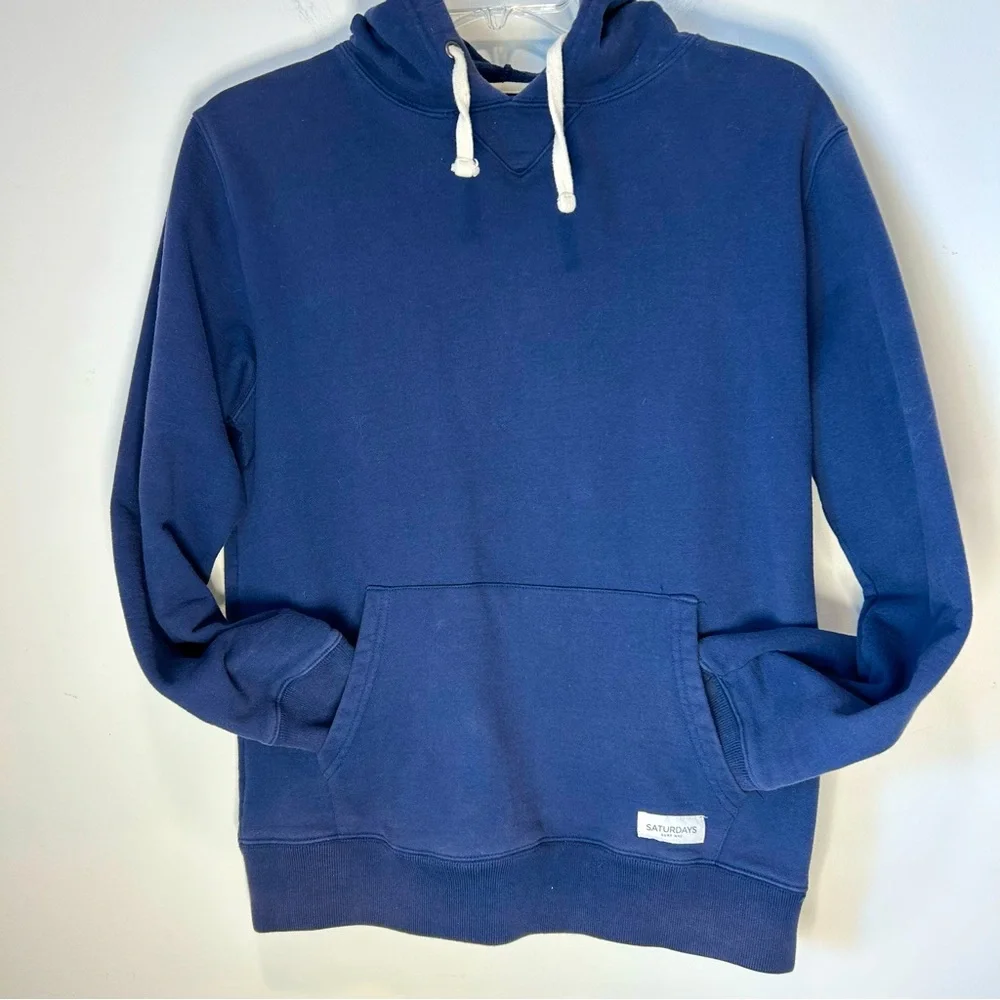 Saturdays Surf NYC Navy Kangaroo Pocket Hoodie Men Size Medium EUC